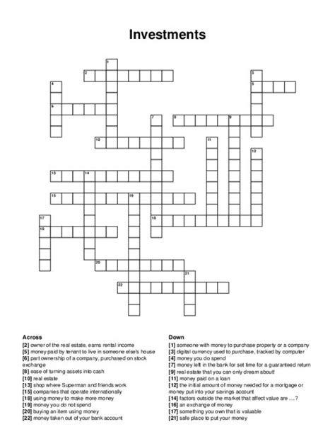 amount earned from investments Crossword Clue .